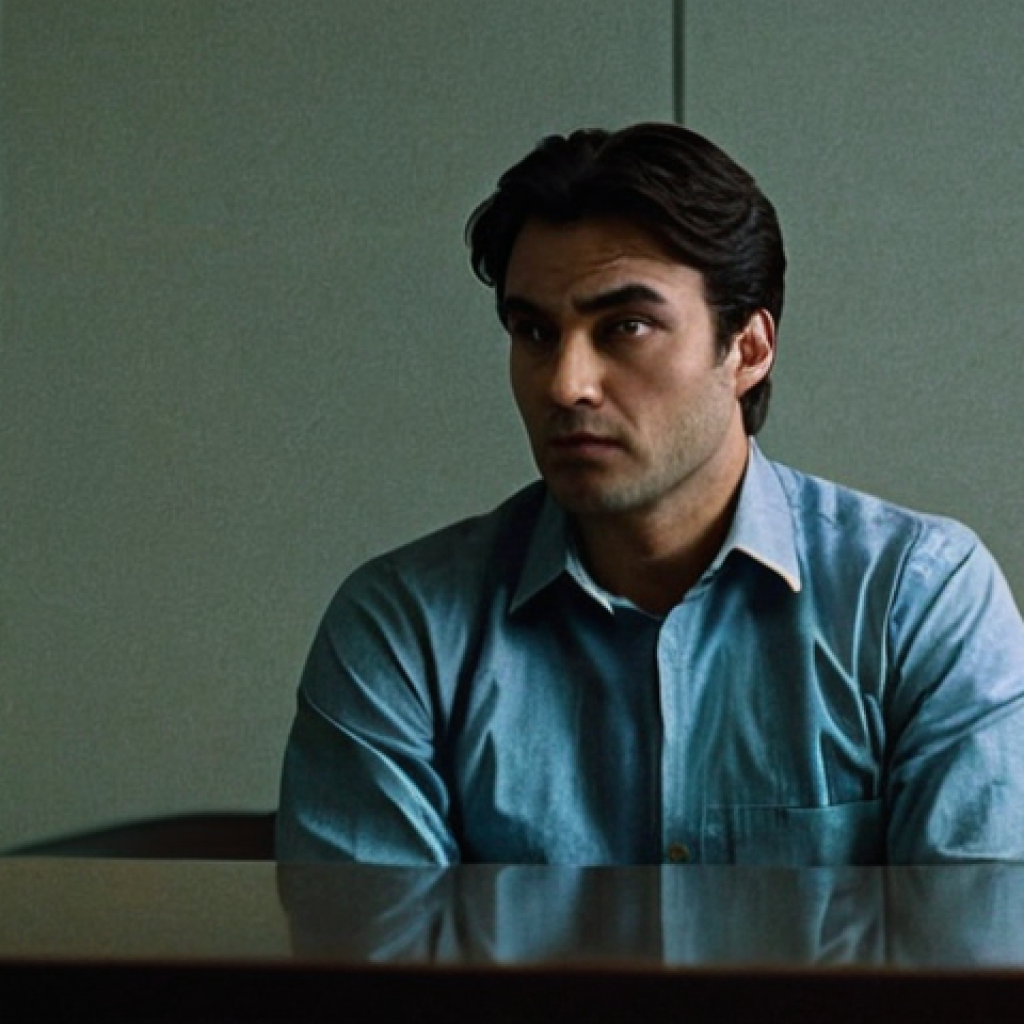 범죄자의 거짓말 탐지 기술 - **Prompt Title:** The Silent Confession
    **Prompt:** A focused, intense close-up shot within a mo...