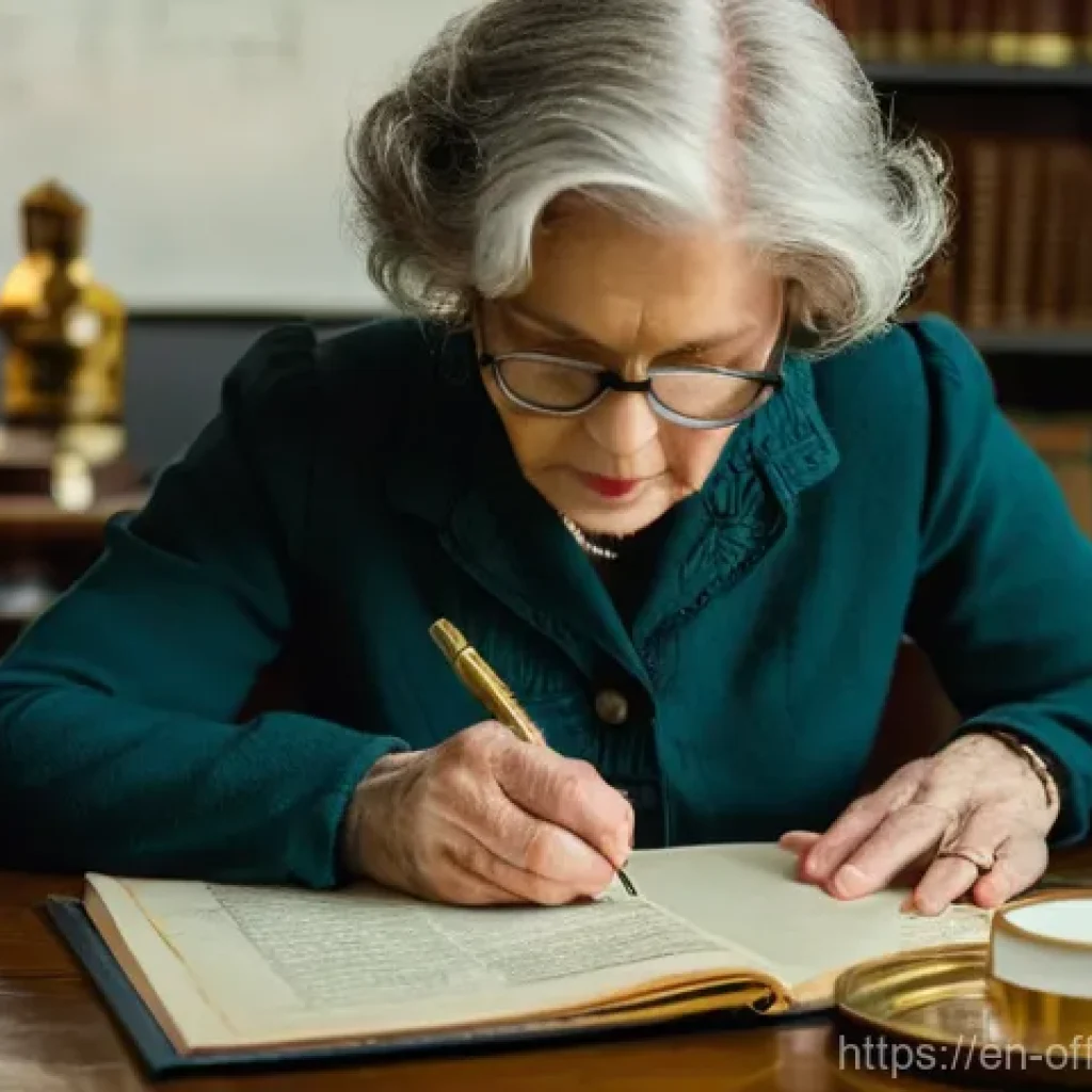 범죄자의 언어 패턴 분석 - **Prompt:** A highly detailed close-up of a seasoned forensic linguist, a woman in her late 50s with...