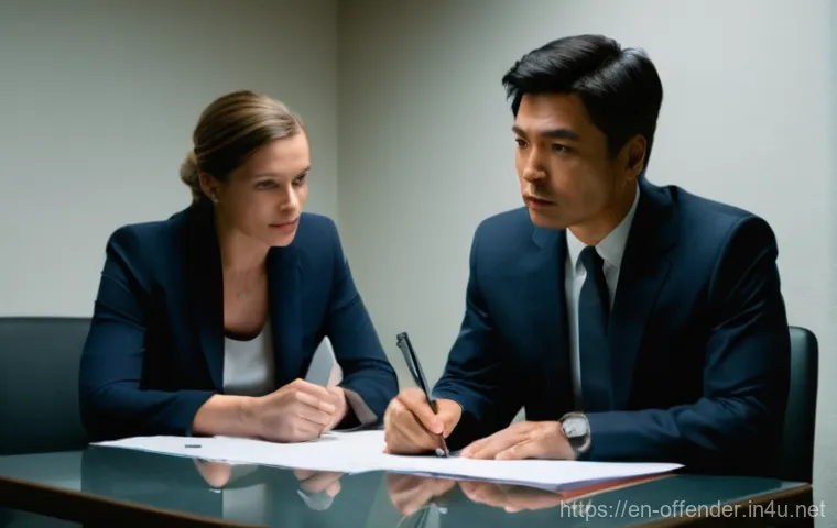 범죄자의 언어 패턴 분석 - **Prompt:** A futuristic, sleek forensic linguistics lab bathed in the cool, blue glow of multiple h...