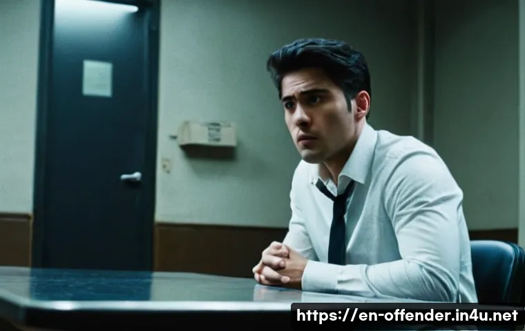 고문과 자백 강요 논란 - A tense interrogation room scene showing a young adult suspect sitting alone at a metal table under ...