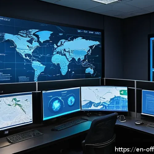 살인범 프로파일링 기법 - A detailed forensic crime scene analyst’s workspace featuring multiple computer screens displaying g...